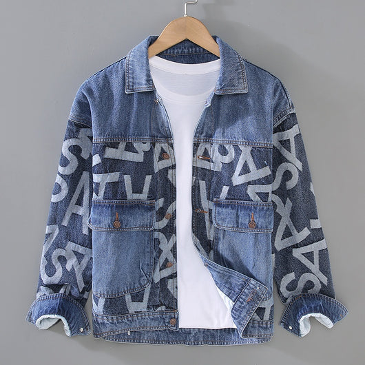 Chaqueta Denim Oversized Estilo Coreano con Costuras Artesanales para Hombre