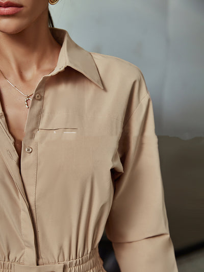 Jumpsuit Corto de Algodón Liso para Commuter - Image 10
