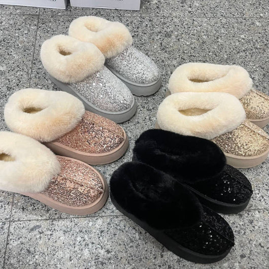 Pantuflas Invierno Mujer con Lentejuelas y Suela Gruesa Acolchada - Cálidas para Casa y Exterior - Image 10