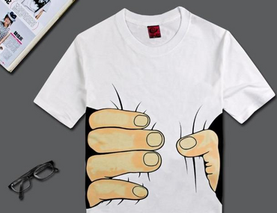Playera de Manga Corta con Estampado de Mano 3D - Image 7