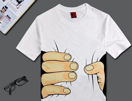 Playera de Manga Corta con Estampado de Mano 3D - Image 7