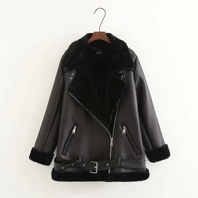 Chaqueta de Cuero PU con Cinturón Ajustable para Mujer - Estilo Trendy - Image 4