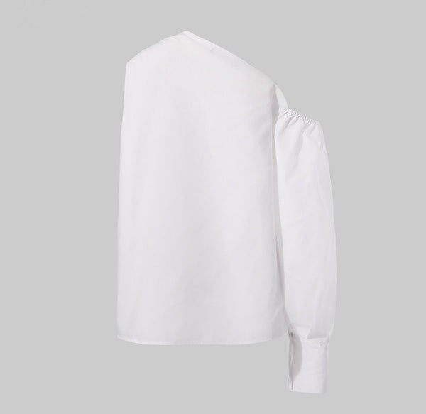 Camisa Slim Asimétrica de Color Sólido