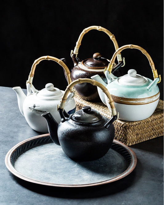 Juego de Tetera y Tazas de Cerámica Japonesa Artesanal