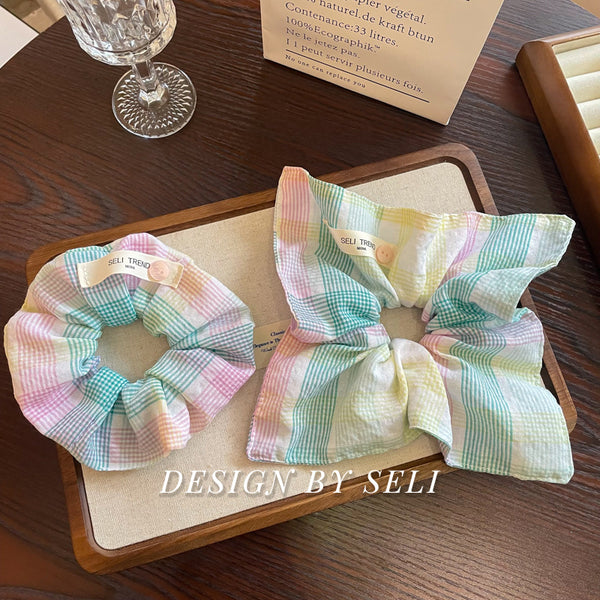Pañuelo Cuadrado Escocés Multicolor - Accesorio Coreano para Cabello y Cuello
