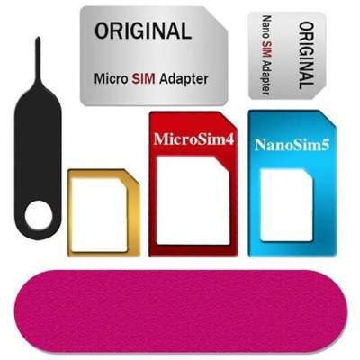 Adaptador de SIM de Aluminio - Set de 5 Piezas Convertidor Nano a Micro SIM