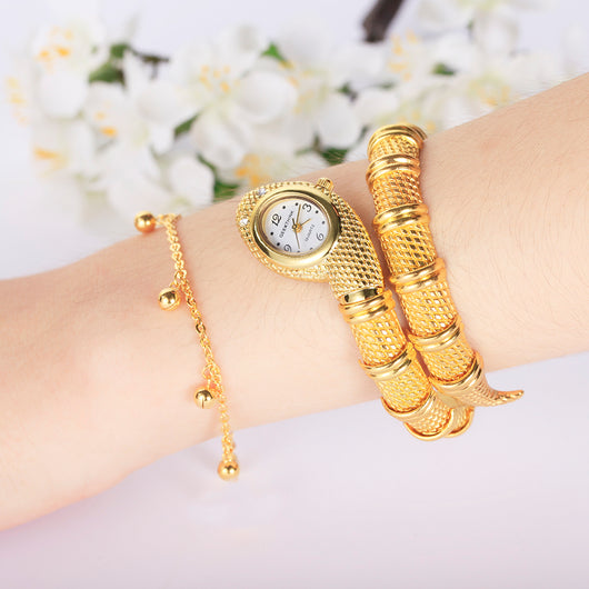 Reloj Pulsera Dorado Diseño Serpiente para Mujer - Image 3