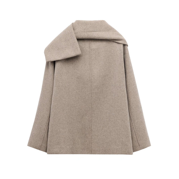 Abrigo Capa Estilo Francés con Diseño Tejido para Mujer