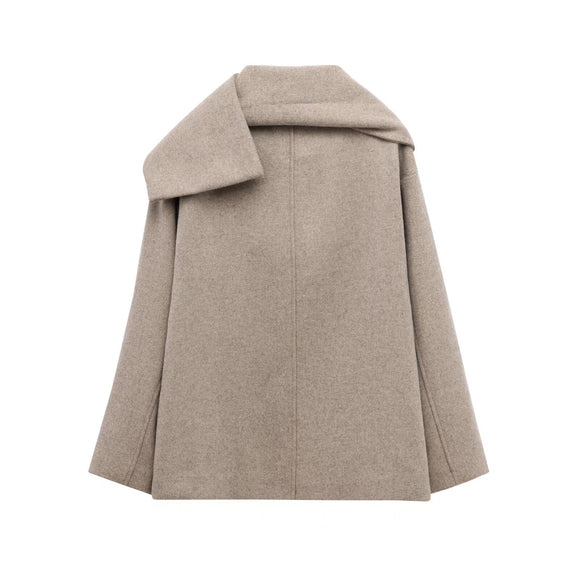 Abrigo Capa Estilo Francés con Diseño Tejido para Mujer