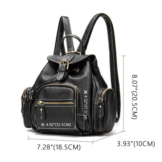 Mochila de Cuero Grande Estilo Retro con Bolsillo Frontal - Image 2