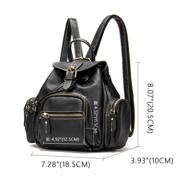 Mochila de Cuero Grande Estilo Retro con Bolsillo Frontal