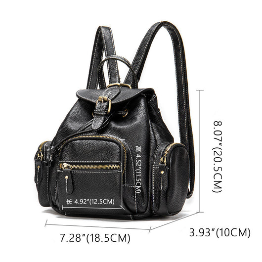Mochila de Cuero Grande Estilo Retro con Bolsillo Frontal - Image 2