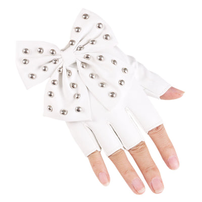 Guantes de Cuero Sintético PU con Moño Remachado - Medio Dedo Fashion - Image 6