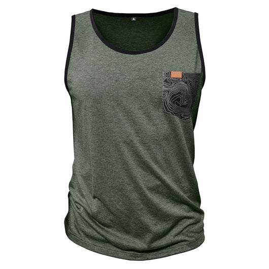 Camiseta Deportiva Suelta sin Mangas con Bolsillos y Estampado - Image 3