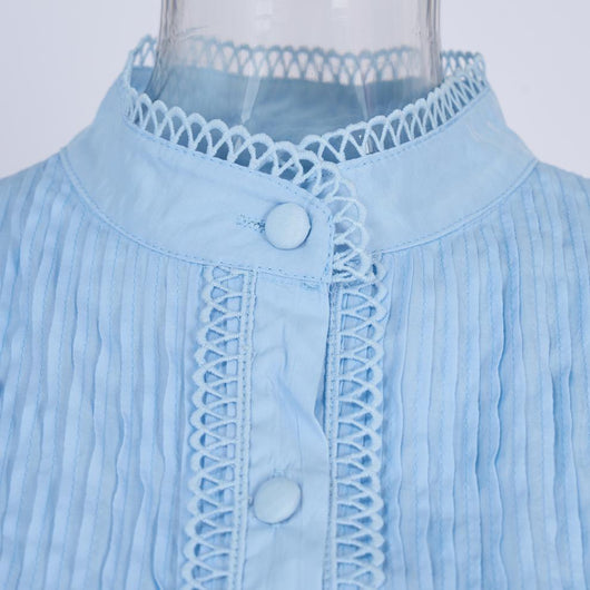 Falda Larga Elegante con Blusa Bordada y Mangas Linterna Ajustadas - Image 22