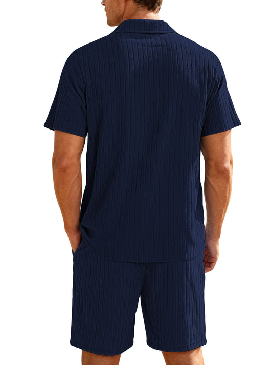 Conjunto Casual de Camisa con Botones y Shorts para Hombre - Image 36