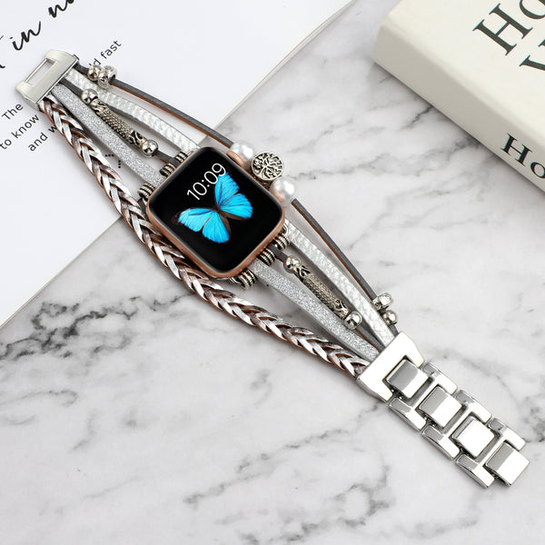 Correa Smartwatch Cuero y Metal Vintage - Estilo Clásico