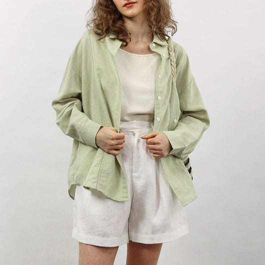 Blusa Lino Bordado Hueco Francés Suelta Manga Larga - Image 4