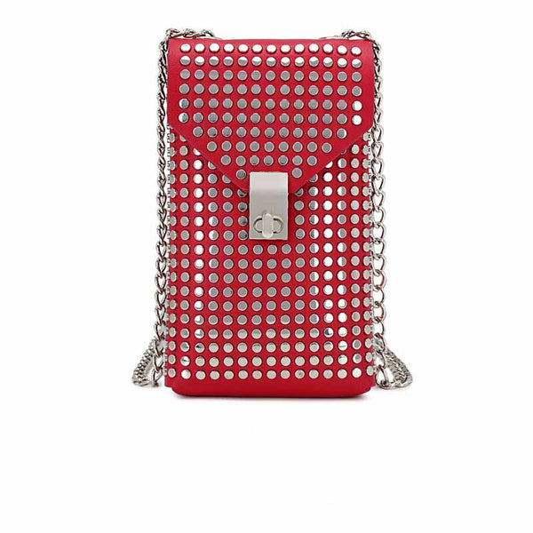 Bolso Bandolera de Cuero Suave con Cadena y Remaches