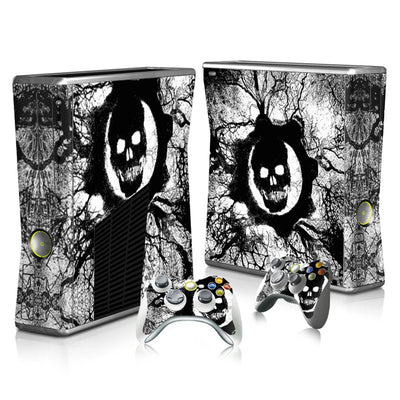 Radioactive symbol gaming console and controller skin set with a distressed yellow and brown grunge pattern. - Image 15