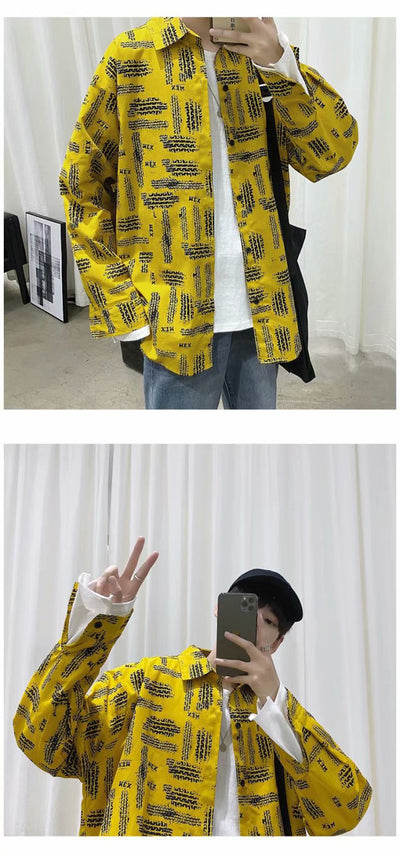Camisa Jacket Suelta Estampada de Manga Larga para Hombre - Image 11