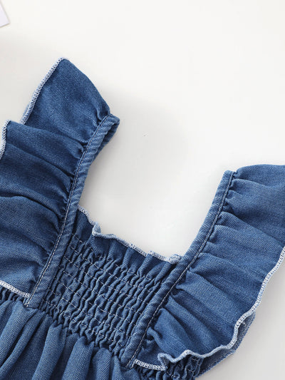 Conjunto Dos Piezas: Romper Denim con Volantes y Pañoleta - Image 10