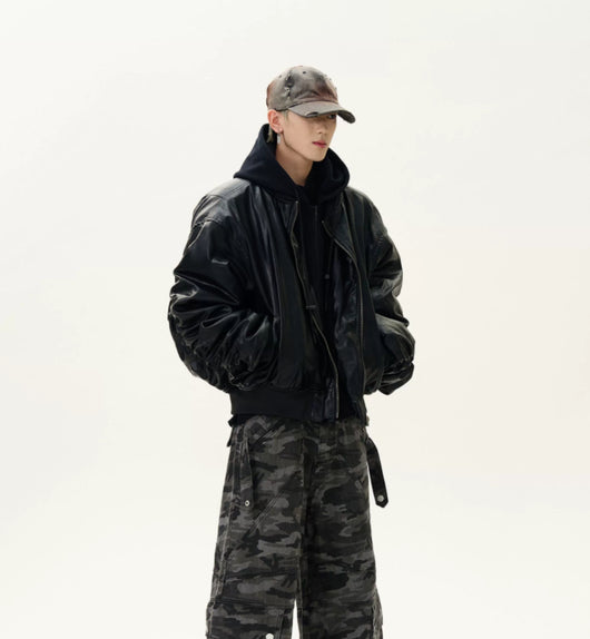 Chaqueta Acolchada de Cuero PU con Capucha y Forro Térmico - Image 9
