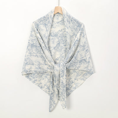 Pañuelo Cuadrado de Gasa Estampado Perla con Pliegues - Image 6