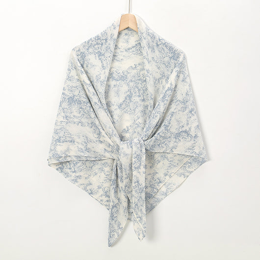 Pañuelo Cuadrado de Gasa Estampado Perla con Pliegues - Image 6