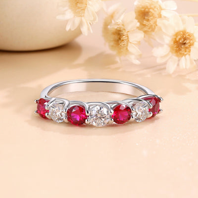 Anillo Apilable 7 Diamantes Rojo y Azul Esmeralda - Image 13