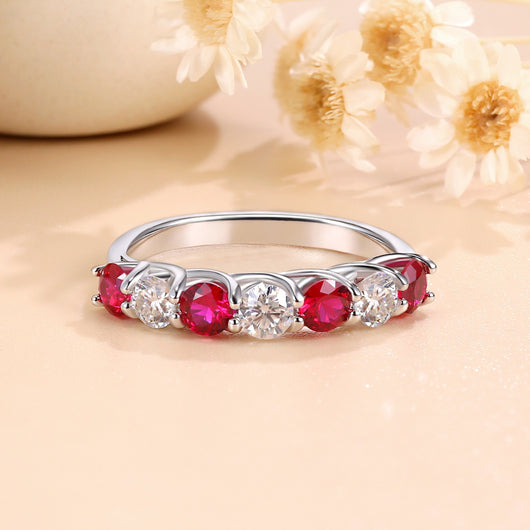 Anillo Apilable 7 Diamantes Rojo y Azul Esmeralda - Image 13