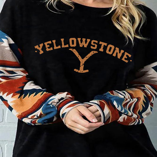 Camiseta Manga Larga Cuello Redondo con Estampado de Letras para Mujer - Image 2