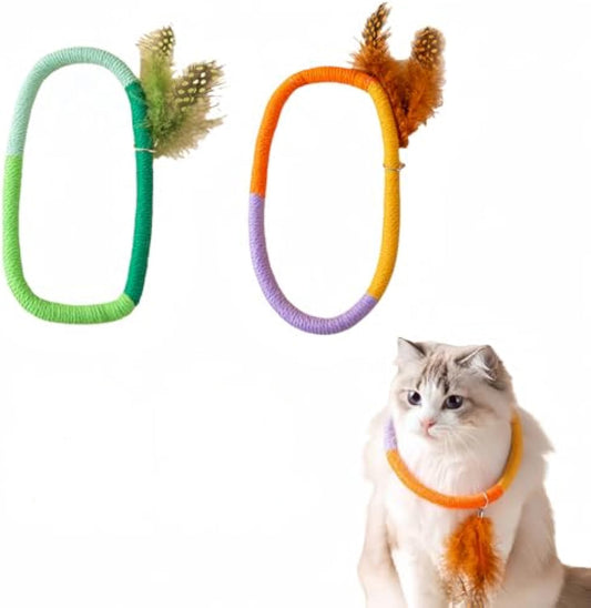 Juguetes para Gatos con Cuerda de Algodón, Hierba Gatera y Plumas - Limpiador Dental Interactivo