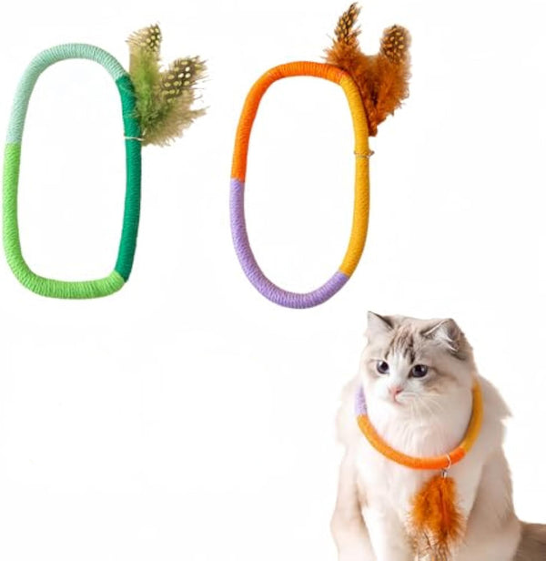 Juguetes para Gatos con Cuerda de Algodón, Hierba Gatera y Plumas - Limpiador Dental Interactivo