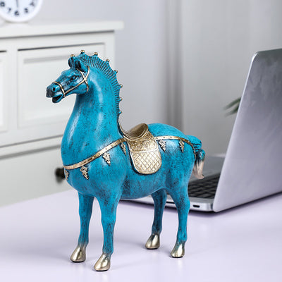 Escultura Decorativa Caballo de Hierro Estilo Chino Moderno para Sala