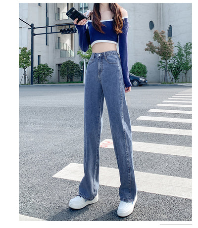 Jeans Rectos de Cintura Alta Holgados de Pierna Ancha para Mujer - Image 19