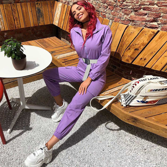 Jumpsuit con Cuello Alzado y Bolsillos Amplios