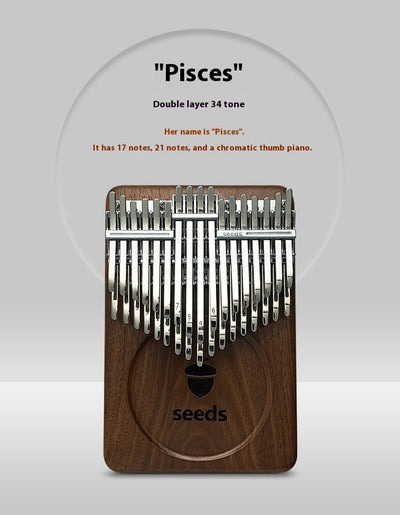 Kalimba de 34 Tonos Doble Capa en Madera de Nogal - Image 11