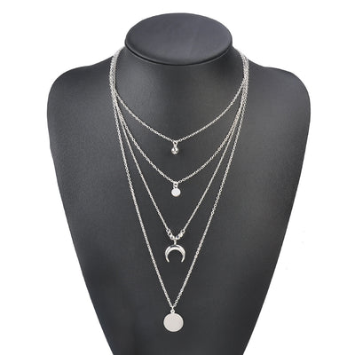 Collar Multicapa de Estilo Étnico Retro con Luna y Discos de Aleación - Image 6