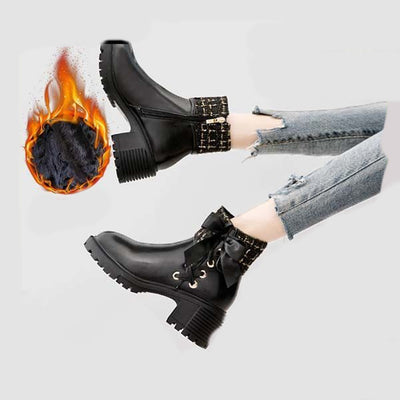 Botas Martin de Cuero Suave con Tacón Grueso - Primavera y Otoño - Image 8