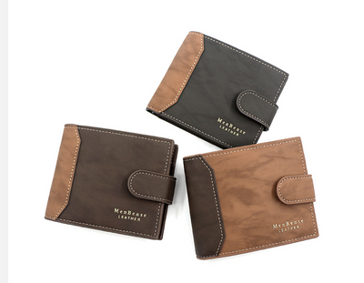 Billetera Corta para Hombre Edición Coreana con Cierre Dorado