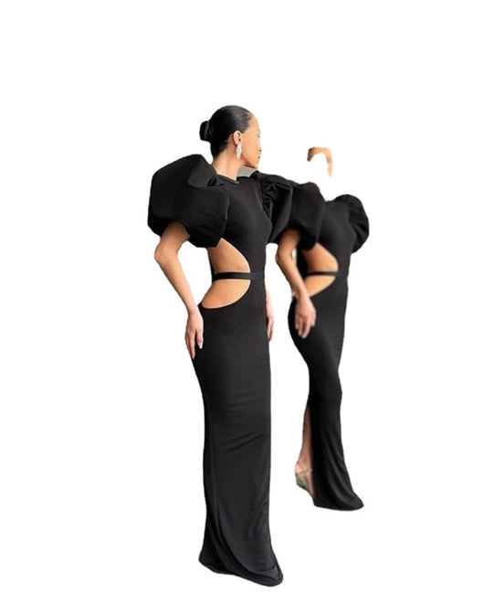 Vestido de Noche Elegante con Mangas Globo y Cintura Envuelta - Image 10