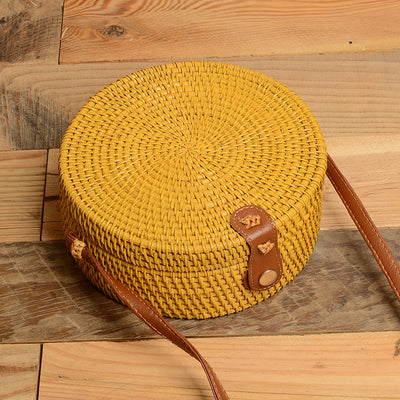Bolsa Tejida de Ratán y Paja con Detalles en Cuero PU - Image 6