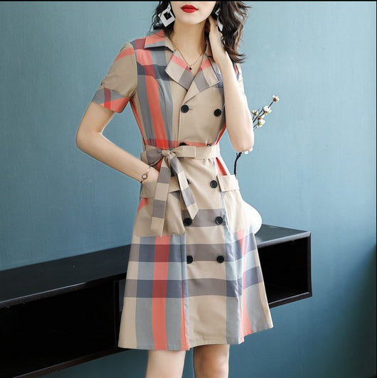 Vestido Camisa a Cuadros Doble Abotonado - Image 2