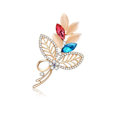 Broche de Aleación con Diamante Hueco y Hoja - Image 4