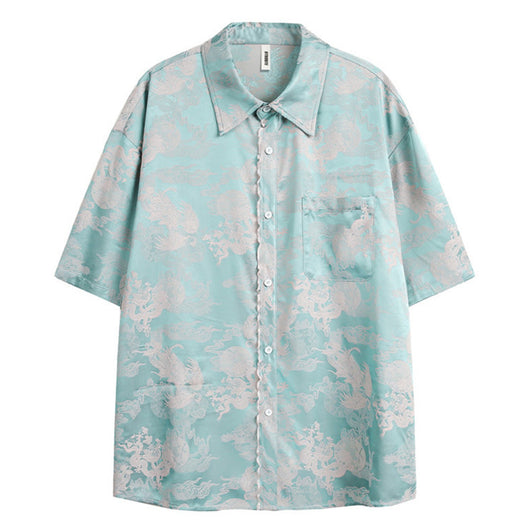 Camisa Estampada con Patrón Dragón para Hombre