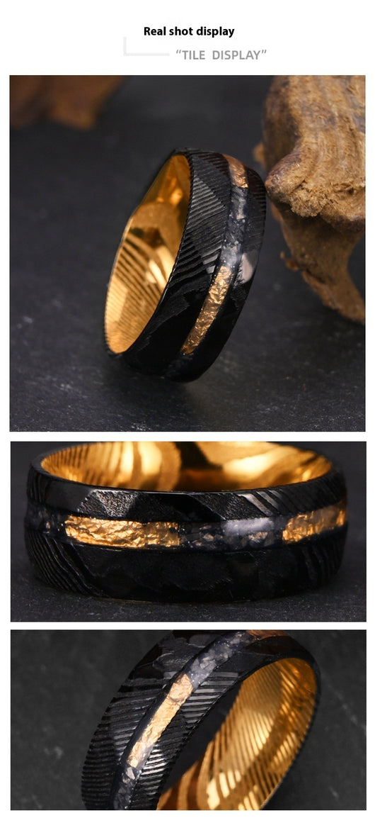 Anillo Damasceno Chapado en Dos Tonos de 8mm para Hombre - Image 7