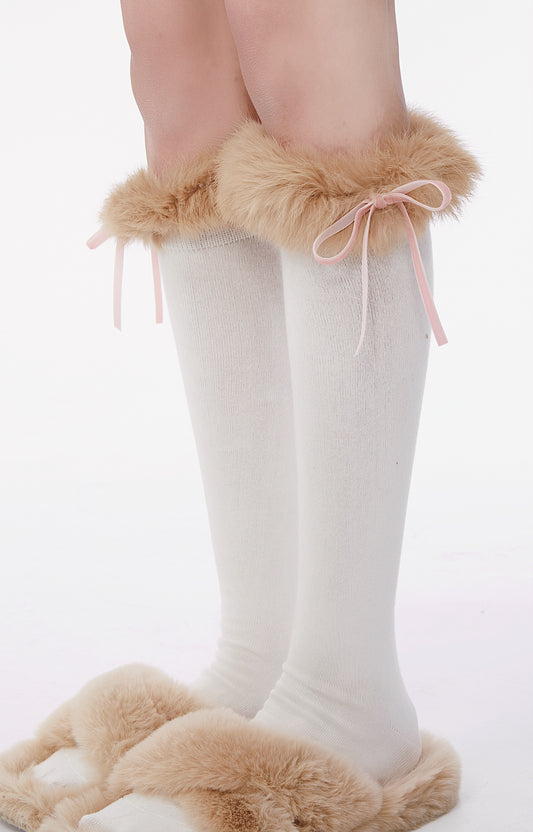 Calcetines Tubo Peluche con Pelaje Real de Conejo - Versátiles para Niñas - Image 2