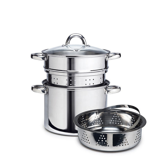 Colador de Espagueti Multifuncional 24cm - Olla Vaporizadora de Acero Inoxidable 8QT
