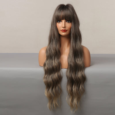 Cabello Rizado Castaño con Transición Dorada - Image 7